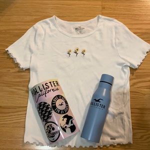 Hollister tee with new waterbottle and stickers